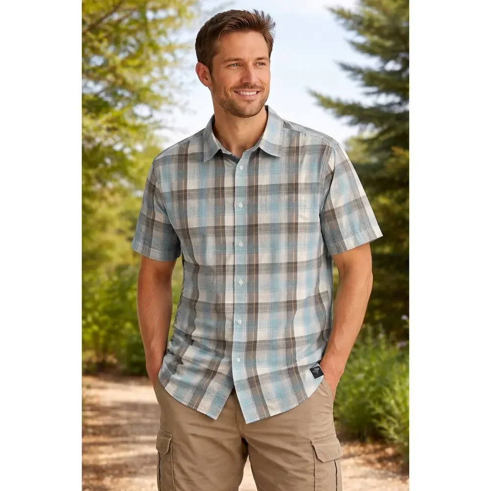 The North Face Men’s Short Sleeve Blue Plaid Button Up Shirt Sz XXL - Picture 6 of 6